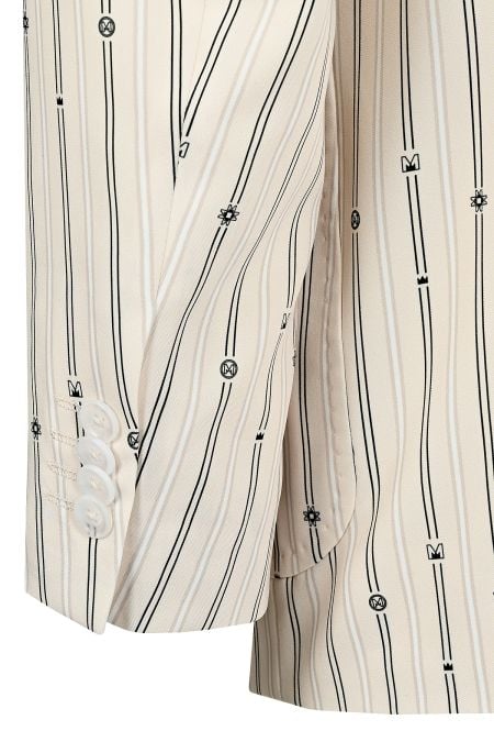 Елегантно сако с брандирано райе в цвят екрю