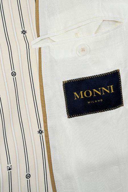 Лятно сако с брандирано райе в цвят екрю