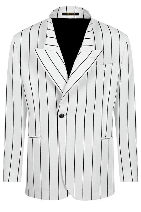 Дизайнерско сако в бяло с черно райе Dubai dream 2 в 1