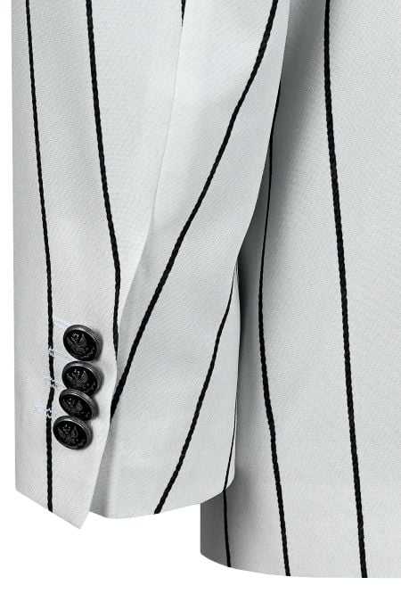 Елегантно дизайнерско сако в бяло с черно райе Dubai dream 2 в 1