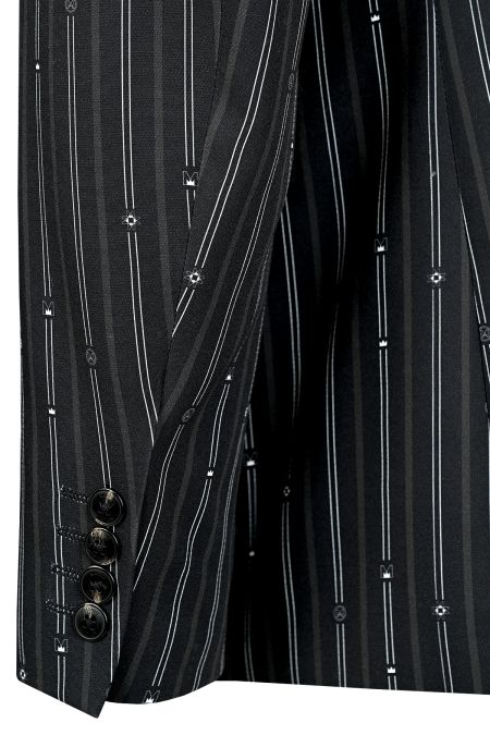 Класическо мъжко сако с фино брандирано райе в черен цвят