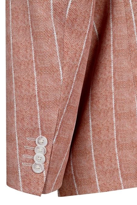 Елегантно мъжко сако с фино вертикално райе в цвят сьомга