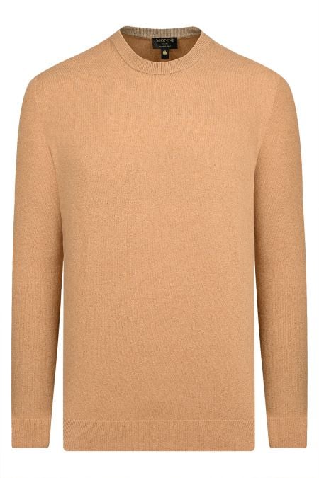 Пуловер Crew Neck Made in Italy от кашмир и вълна в цвят камел
