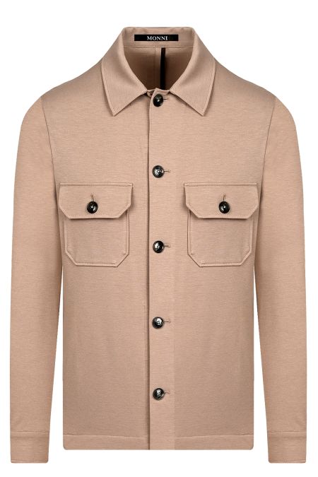 Мъжки overshirt от трикотажен плат в цвят камел
