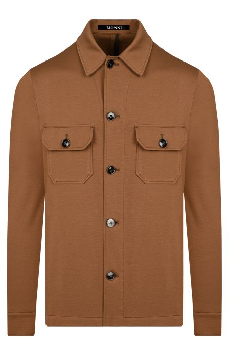 Мъжки overshirt от трикотажен плат в цвят кафяво
