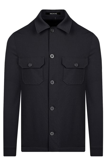 Мъжки overshirt от трикотажен плат в цвят тъмносиньо