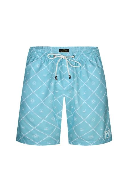 Мъжки луксозни бански Aquamarine Romb в светлосиньо