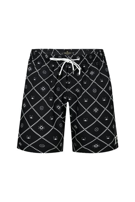Мъжки луксозни бански с дизайн Black Romb в черно