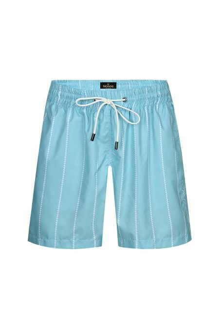 Мъжки луксозни бански Nikki Aquamarine Stipes в синьо
