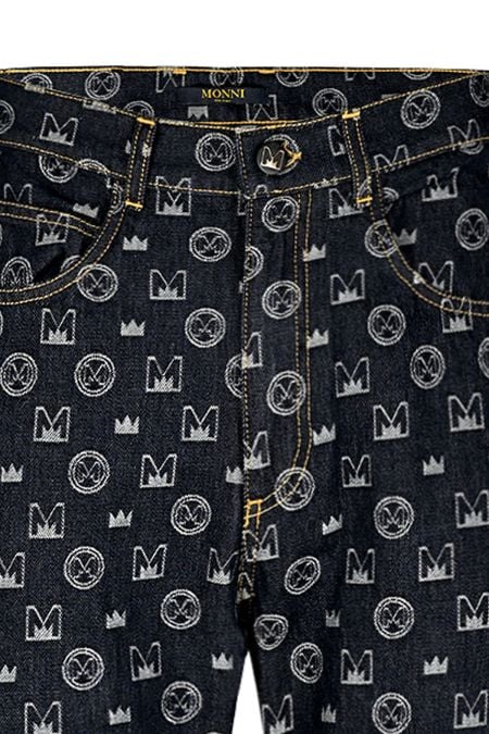 Мъжки модерни дънки с печат Volare с принт Circle Denim 