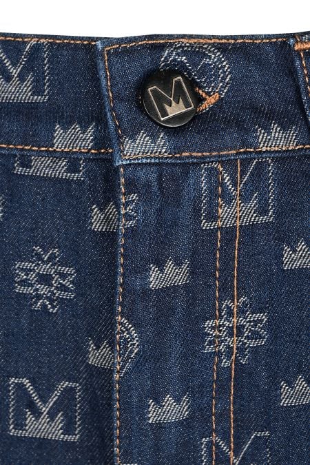 Мъжки модерни дънки с принт на символи и свободна линия