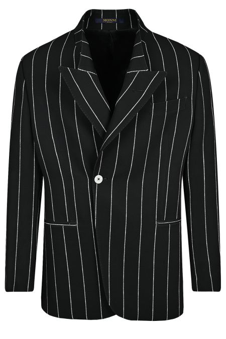 Мъжко дизайнерско сако 2 в 1 Dubai Night в черно с бяло райе 