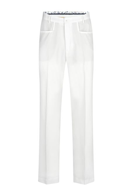 Мъжки дизайнерски свободен панталон в бял цвят