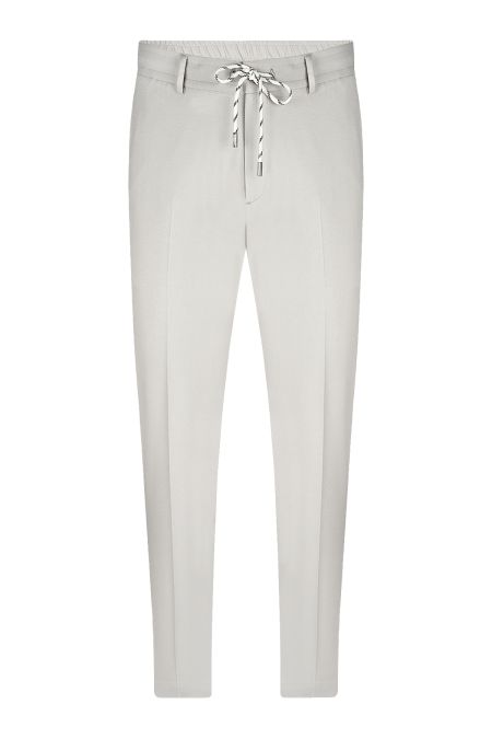 Мъжки свободен панталон от трико с връзки в светлобежово