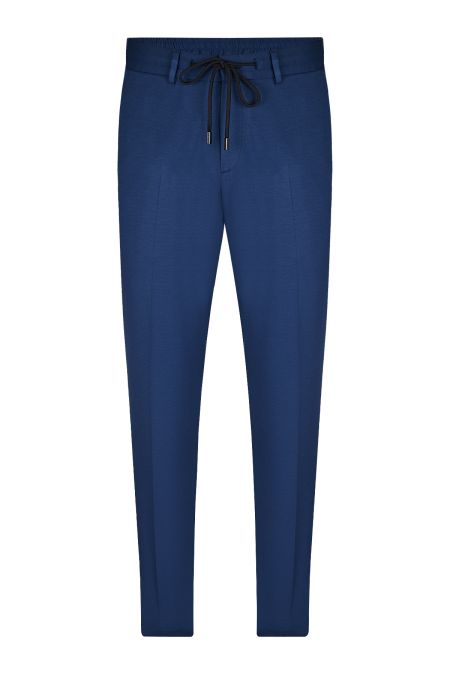 Мъжки свободен панталон от трико с връзки в ярко синьо