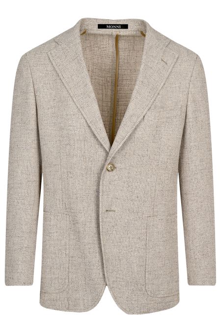 Мъжко вталено трикотажно релефно сако в бежов цвят