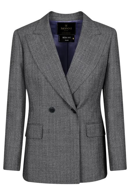 Двуредно дамско сако от луксозна 100% мерино вълна, изработено по италианска технология