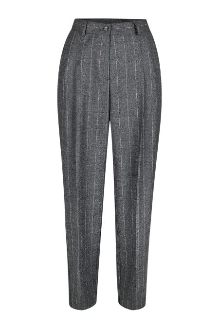 Дамски панталон от вълнен плат в рае с една баста и елегантна кройка