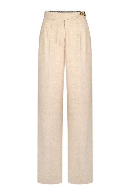 Елегантен дамски костюм с двуредно сако и панталон wide-leg