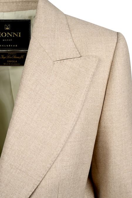 Елегантен еднореден костюм за жени с широк вълнен панталон и италиански плат