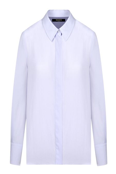 Класическа дамска официална риза от 100% памук в бледо лилав цвят, подходяща за офис и специални поводи