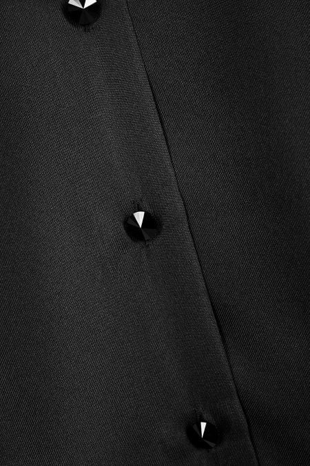 Официална дамска копринена риза в черно с кристални детайли, идеална за вечерни и специални събития