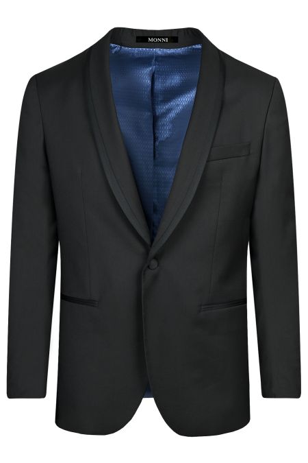 Елегантен черен втален смокинг със сатенен ревер