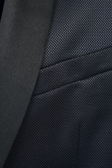 Официален костюм navy с shawl ревер и фин кариран десен