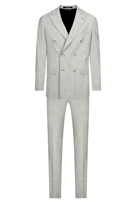 Мъжки двуреден костюм в светлосиво от вълна и еластан