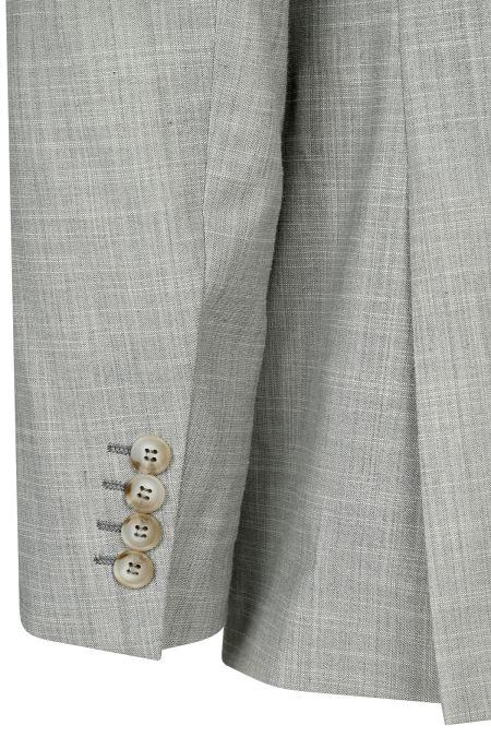 Стилен вълнен костюм светлосиво с еластичен елемент