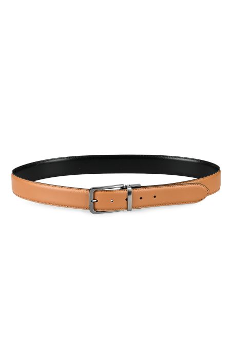 Стилен черно-кафяв двулицев мъжки колан