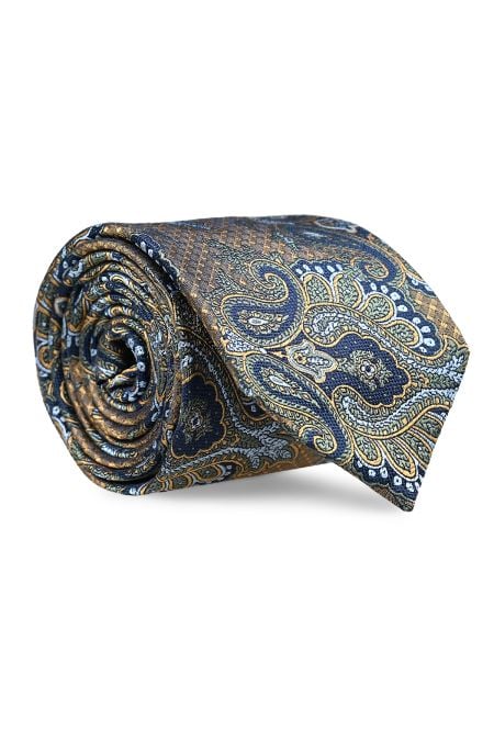 Копринена вратовръзка Jaded в бежов и син цвят