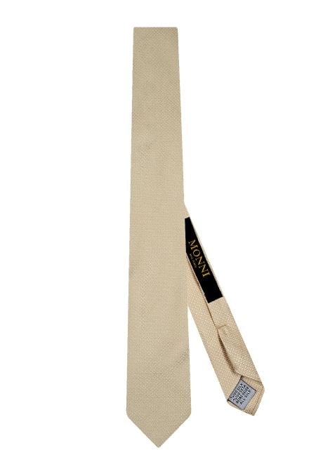 Класическа копринена вратовръзка в цвят екрю