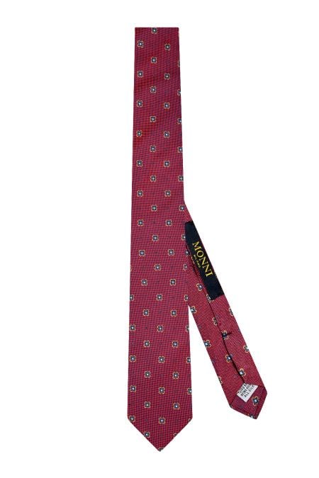 Класическа вратовръзка в бордо със елегантни тъмносини и златни цветя. 