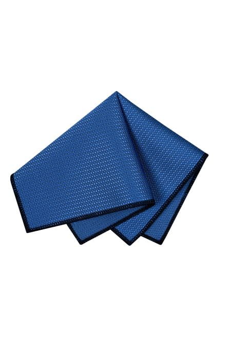 Мъжка кърпичка в ярко синьо със ситен дизайн и син кант