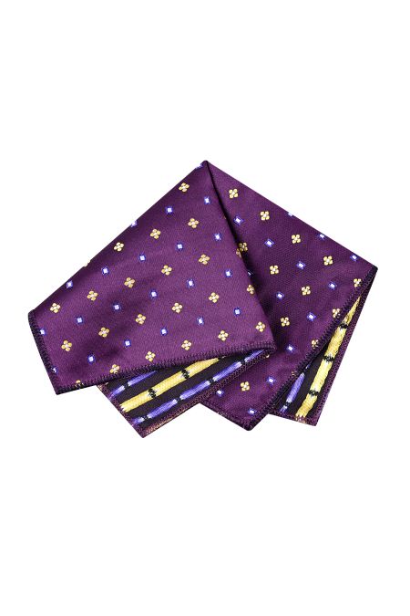 Мъжка кърпичка в лилаво с дизайн на жълти и сини цветя