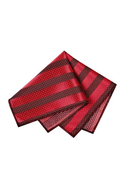Мъжка кърпичка в червено с дизайн на конрастни райета