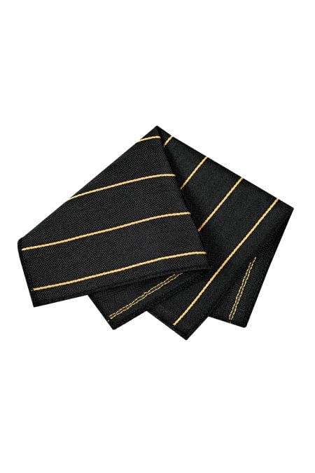 Мъжка черна кърпичка с дизайн на ярко жълто райе