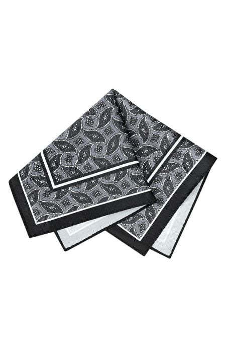 Мъжка кърпичка Silk Look в сиво черен еуглен дизайн