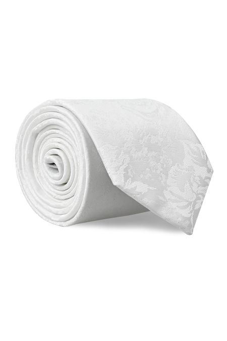 Мъжка бяла вратовръзка с тон в тон елементи 