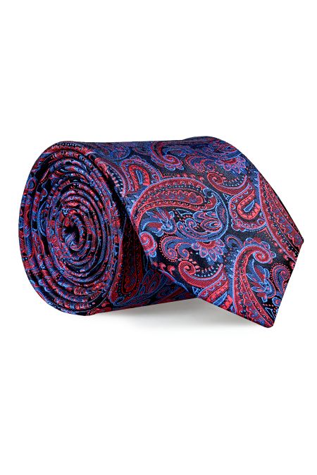 Вратовръзка в синьо и червено с елегантни еуглени