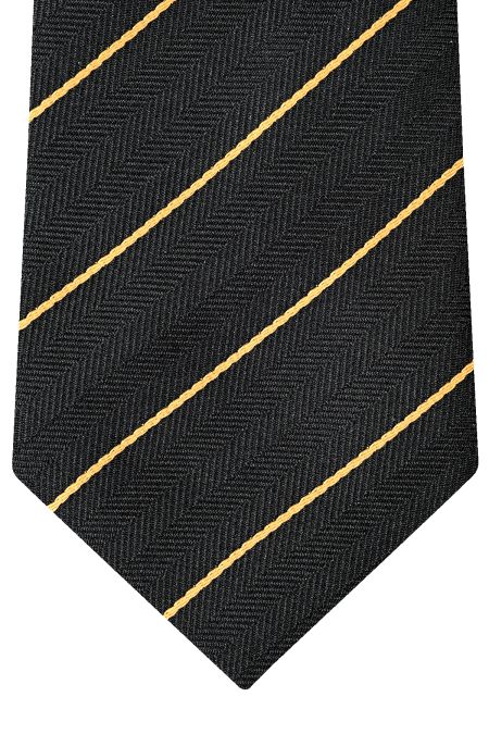 Елегантна черна вратовръзка с дизайн с ярко жълто райе