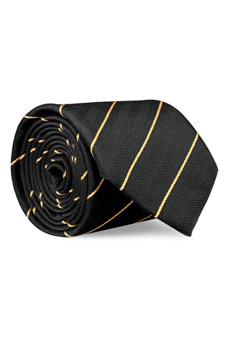 Черна вратовръзка с дизайн с ярко жълто райе