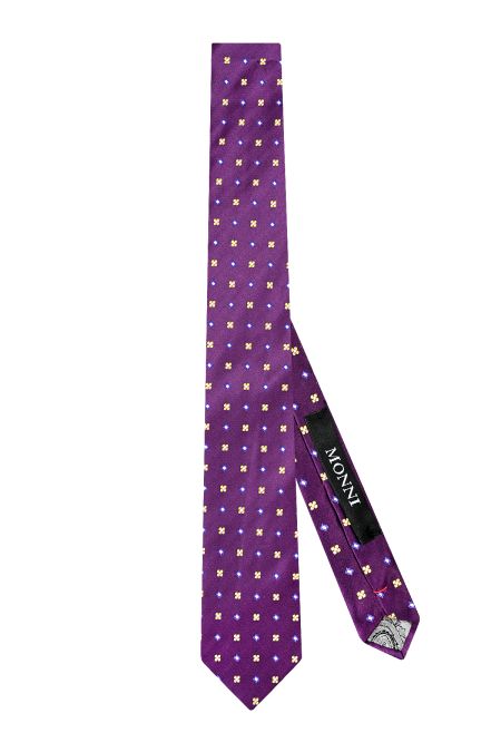 Мъжка вратовръзка в лилаво с дизайн на жълти и сини цветя