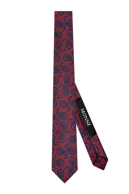 Мъжка вратовръзка в синьо и червено с елегантни еуглени