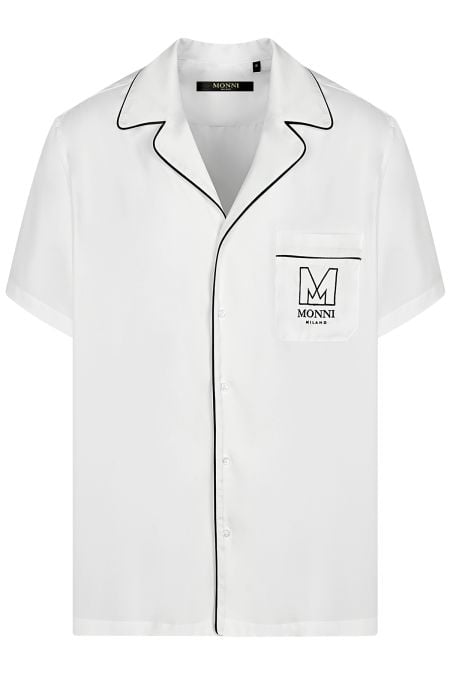 Копринена риза с къс ръкав Zoran Made in Italy в бяло