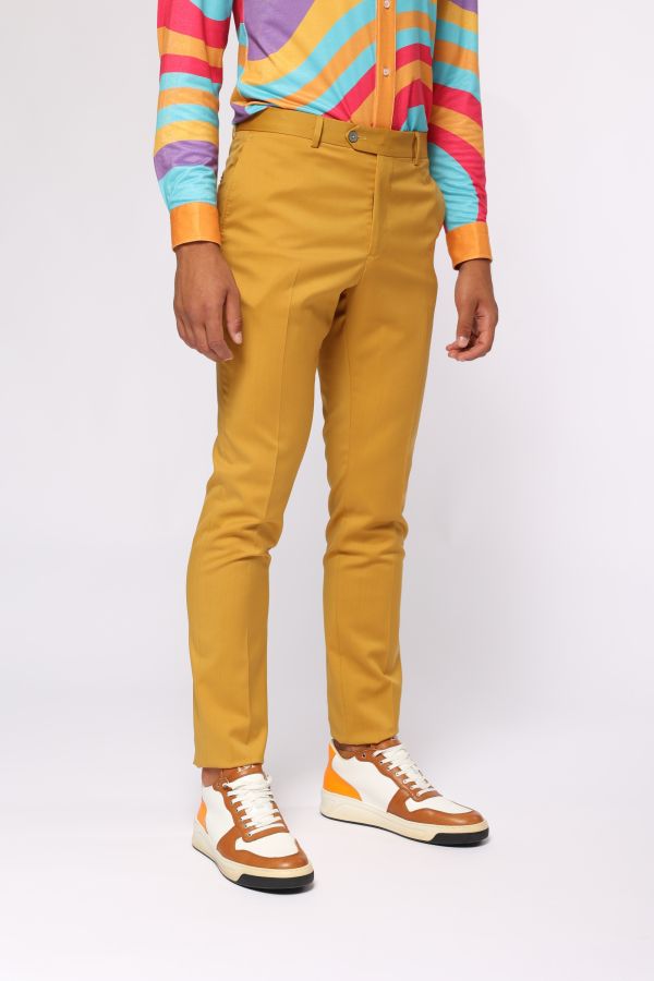 Мъжки панталон от вълна в цвят горчица