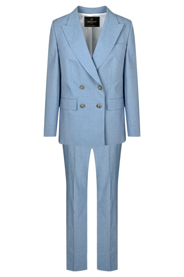 Памучен двуреден дамски костюм в цвят Baby Blue