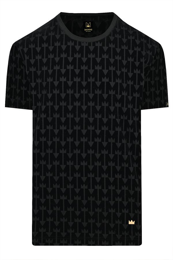 Мъжка черна тениска Flock с oversize кройка