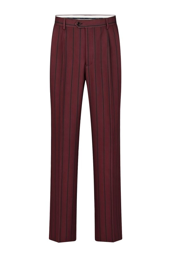 Мъжки лежерно летен панталон в цвят бордо дизайнерски принт 